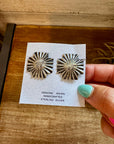 Square Cross Stud Earrings with Horse Stamp – Sterling Silver