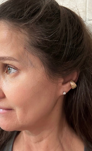 12k GOLD BETH TWISTED CROISSANT EAR CUFF