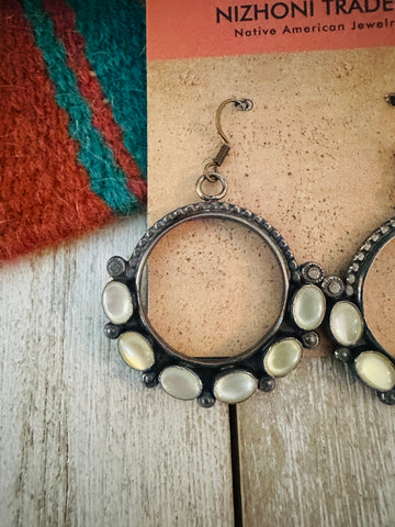 Navajo Mother of Pearl & Sterling Silver Dangle Earrings