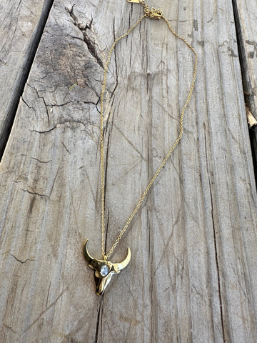 “The Golden Collection” Handmade 14k Gold Plated Bull Necklace