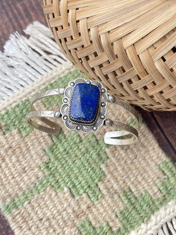 Handmade Lapis & Sterling Silver Cuff Bracelet SQUARE