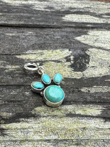 Sterling Silver and Turquoise Puppy Paw Charm