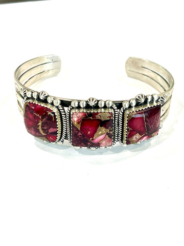 Handmade Sterling Silver & Dahlia Rose Cuff Bracelet