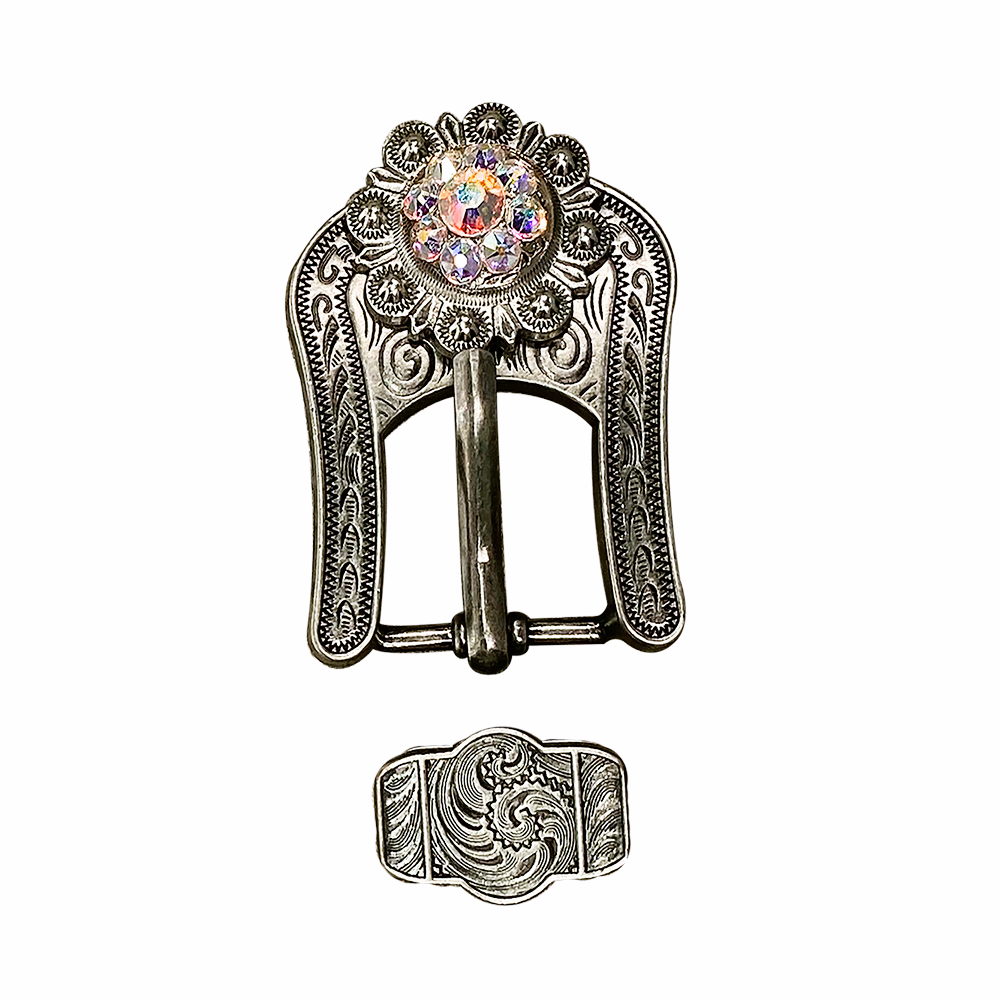 Antique Silver AB Crystal Conchos - Sizes from 1&quot;- 3&quot; and Buckles