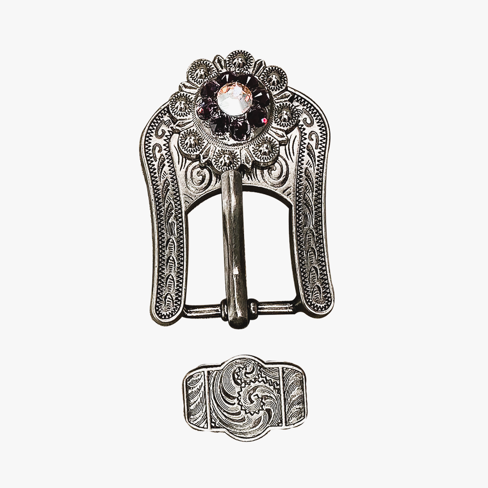 Antique Silver Amethyst, AB Crystal Conchos - Sizes from 1&quot;- 3&quot; and Buckles