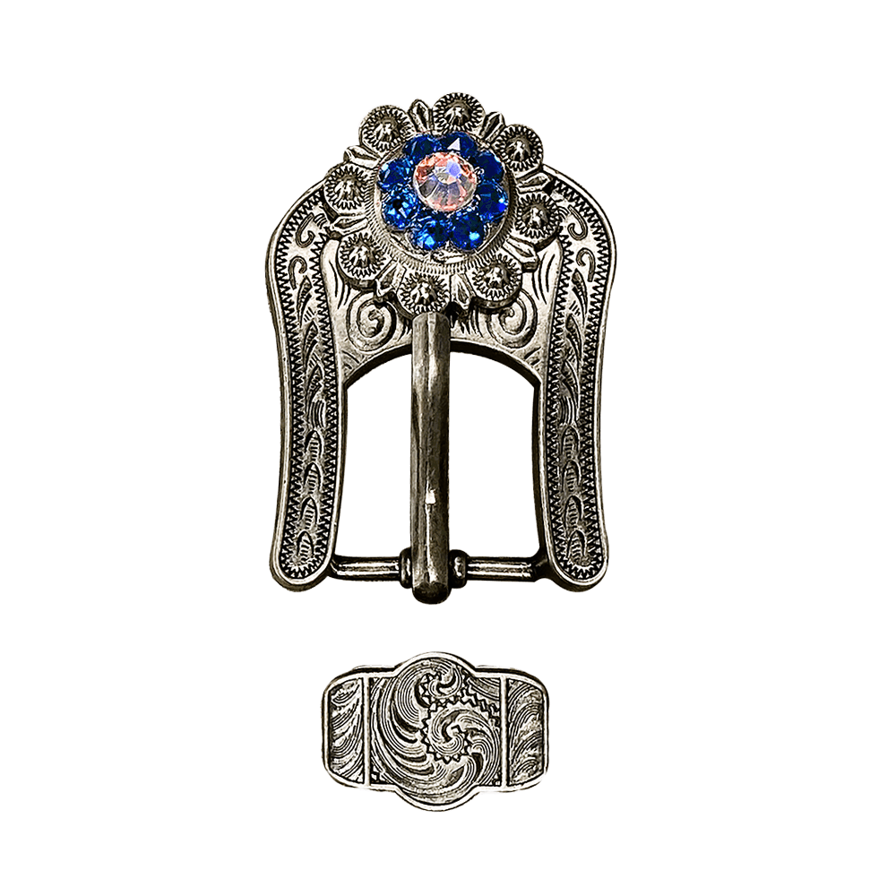 Capri &amp; AB Antique Silver European Crystal Buckle Keeper Set