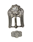 Antique Silver Clear Crystal Conchos - Sizes from 1"- 3" and Buckles