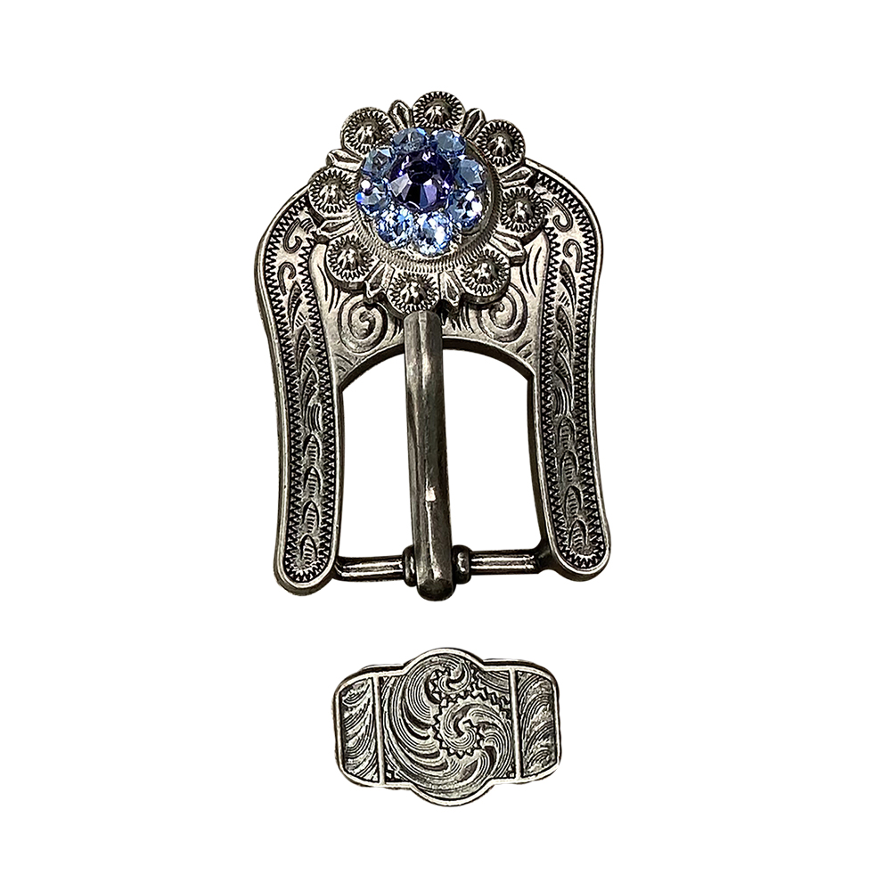 Antique Silver Light Sapphire, Clear, and Lilac Crystal Conchos - Sizes from 1&quot;- 3&quot; and Buckles