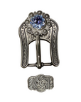 Antique Silver Light Sapphire, Clear, and Lilac Crystal Conchos - Sizes from 1"- 3" and Buckles