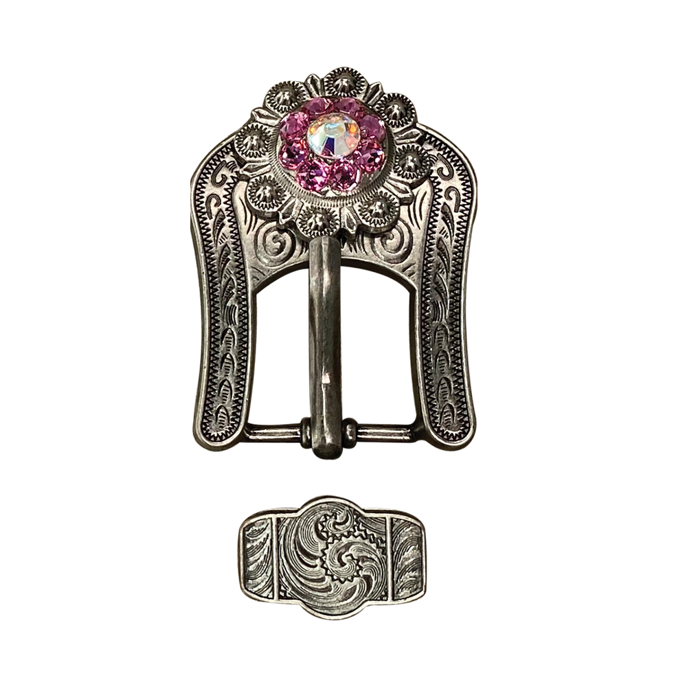 Antique Silver Pink, AB Crystal Conchos - Sizes from 1&quot;- 3&quot; and Buckles