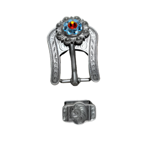 Antique Silver Tie Dye Crystal Conchos - Sizes from 1&quot;- 3&quot; and Buckles