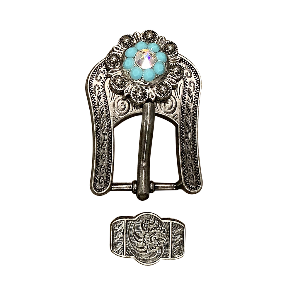 Antique Silver Turquoise, AB Crystal Conchos - Sizes from 1&quot;- 3&quot; and Buckles
