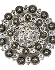 Antique Silver Clear Crystal Conchos - Sizes from 1"- 3" and Buckles