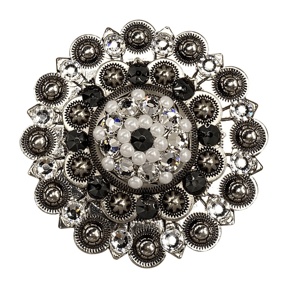 Jet, Pearl &amp; Clear Antique Silver Berry Jacket European Crystal