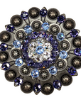 Antique Silver Light Sapphire, Clear, and Lilac Crystal Conchos - Sizes from 1"- 3" and Buckles