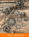 Antique Silver Clear Crystal Conchos - Sizes from 1"- 3" and Buckles