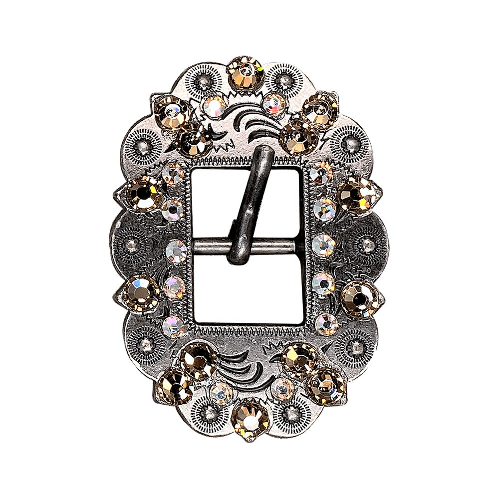 Champagne &amp; AB Antique Silver European Crystal Cart Buckle