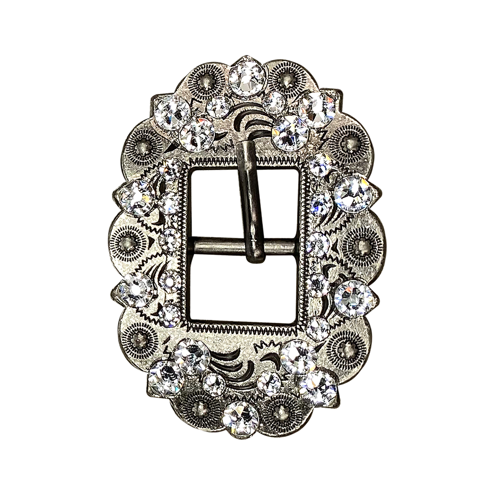 Antique Silver Clear Crystal Conchos - Sizes from 1&quot;- 3&quot; and Buckles