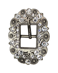 Antique Silver Clear Crystal Conchos - Sizes from 1"- 3" and Buckles