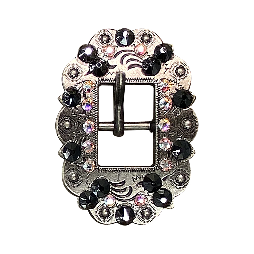Antique Silver Jet, AB Crystal Conchos - Sizes from 1&quot;- 3&quot; and Buckles