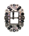 Antique Silver Jet, AB Crystal Conchos - Sizes from 1"- 3" and Buckles