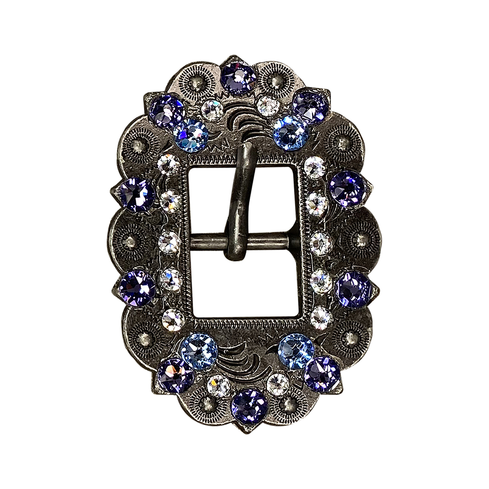 Antique Silver Light Sapphire, Clear, and Lilac Crystal Conchos - Sizes from 1&quot;- 3&quot; and Buckles