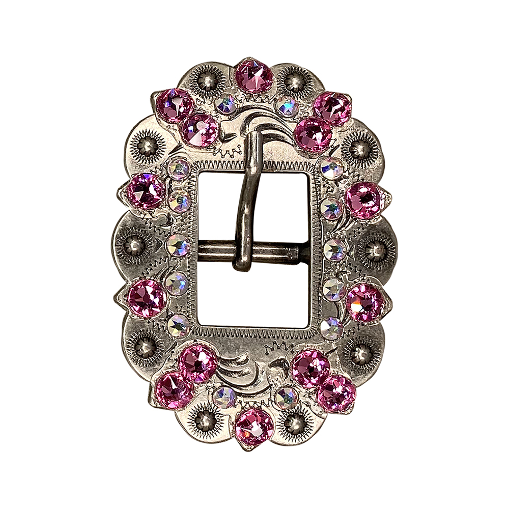 Antique Silver Pink, AB Crystal Conchos - Sizes from 1&quot;- 3&quot; and Buckles