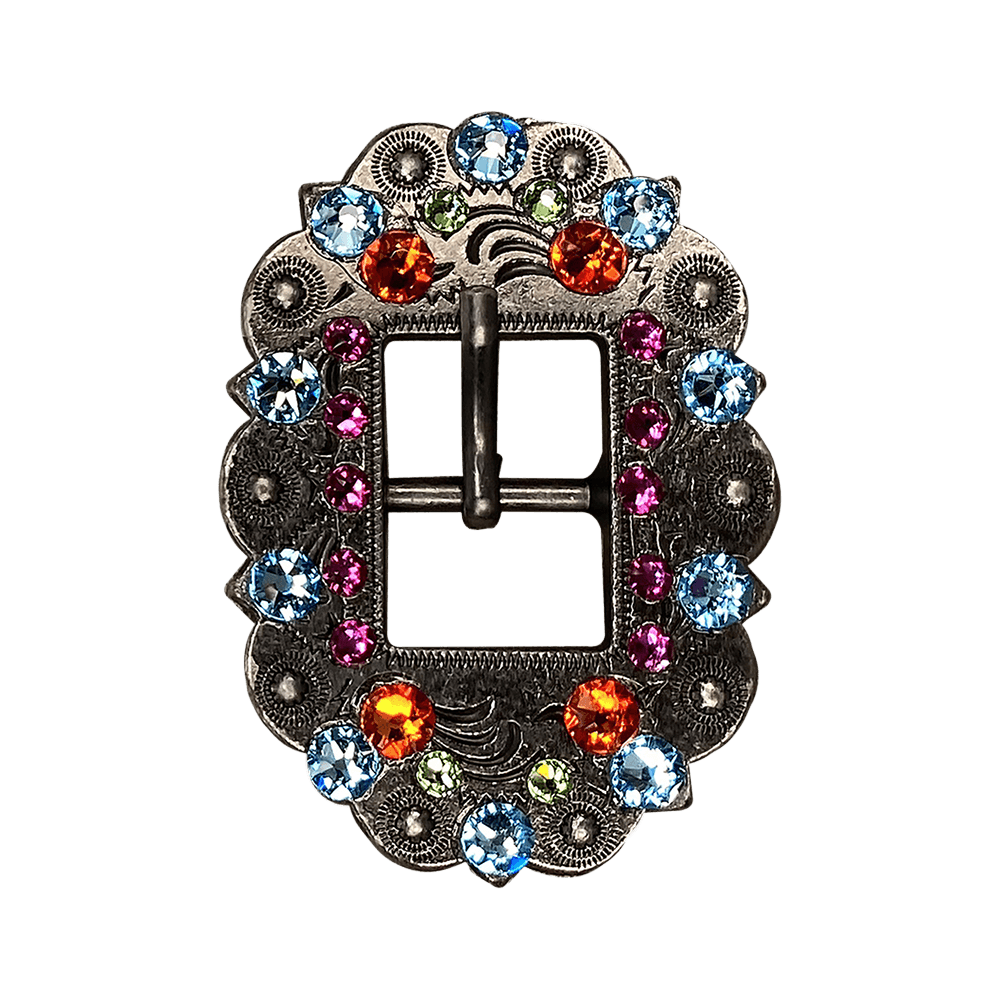 Tie Dye Antique Silver European Crystal Cart Buckle