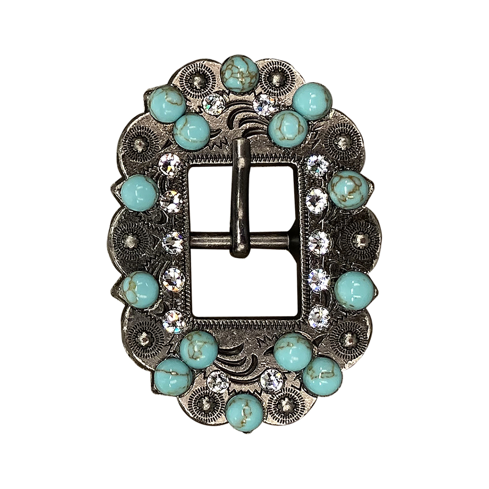 Antique Silver Turquoise, Clear Crystal Conchos - Sizes from 1&quot;- 3&quot; and Buckles