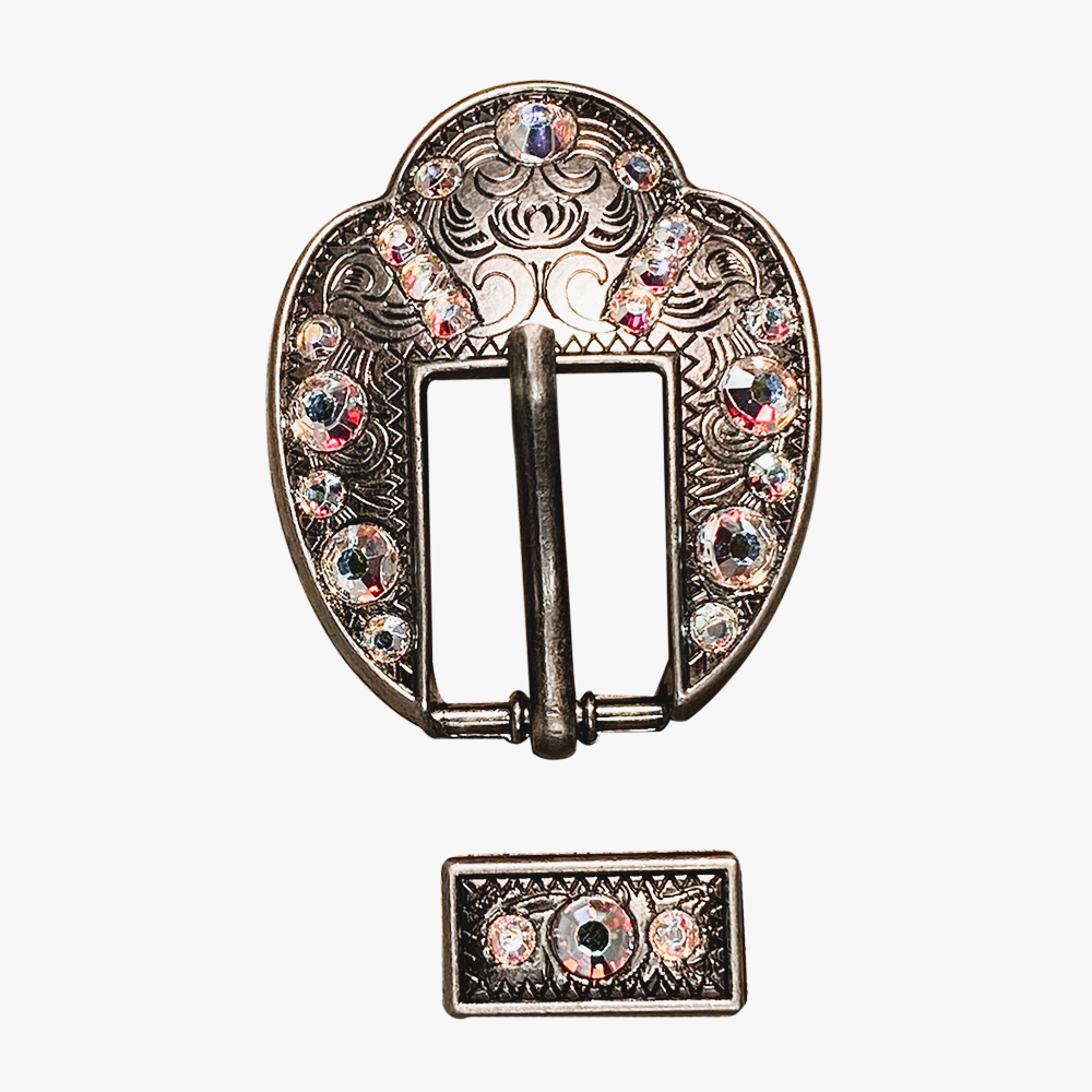 Antique Silver AB Crystal Conchos - Sizes from 1&quot;- 3&quot; and Buckles