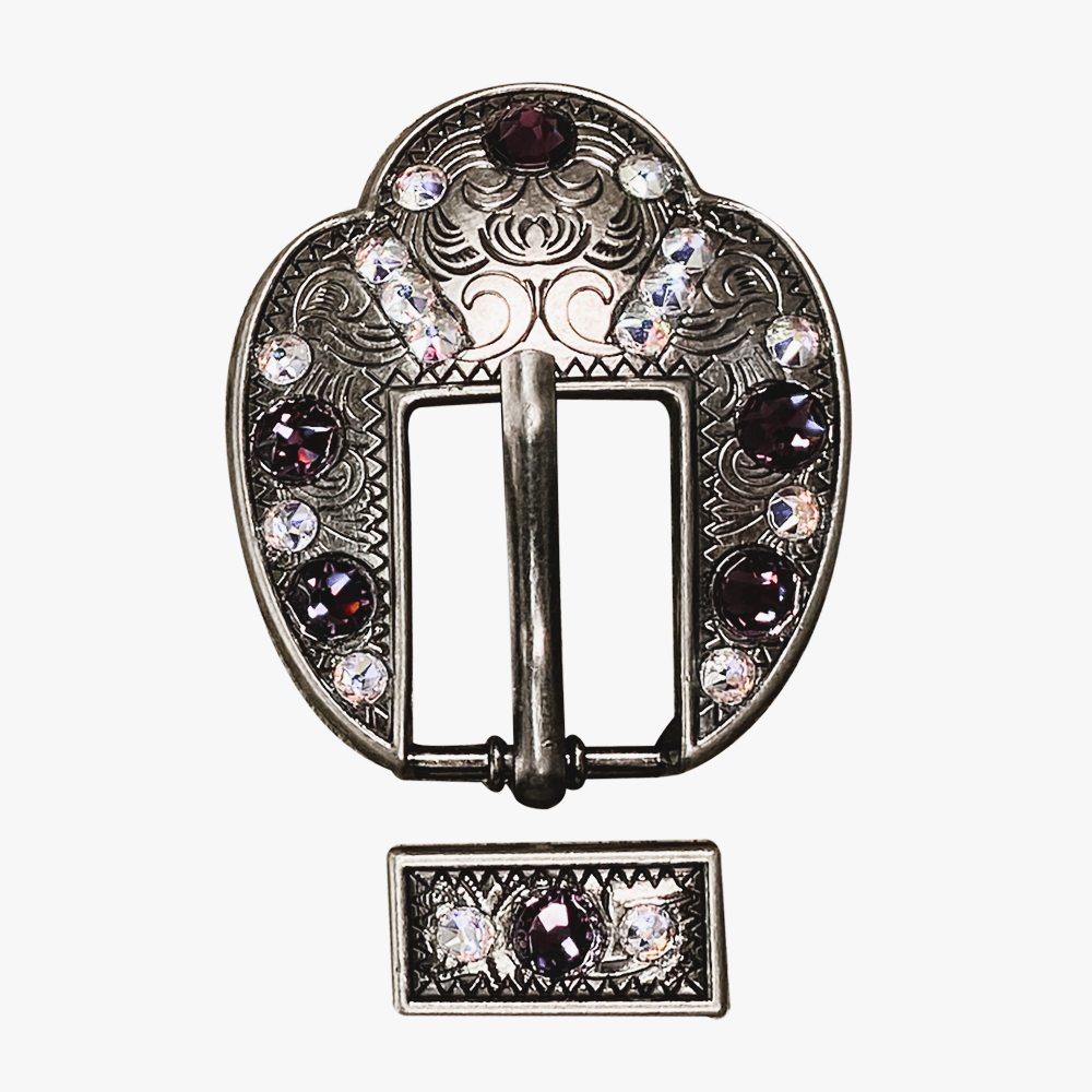 Antique Silver Amethyst, AB Crystal Conchos - Sizes from 1&quot;- 3&quot; and Buckles