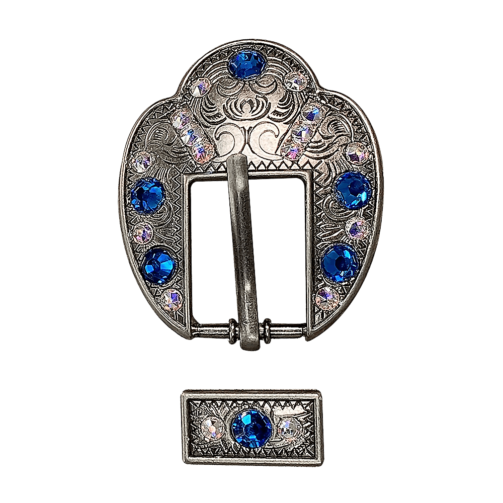 Capri &amp; AB Antique Silver European Crystal Fancy Buckle
