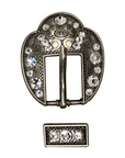 Antique Silver Clear Crystal Conchos - Sizes from 1"- 3" and Buckles