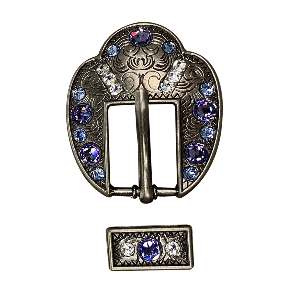 Antique Silver Light Sapphire, Clear, and Lilac Crystal Conchos - Sizes from 1&quot;- 3&quot; and Buckles