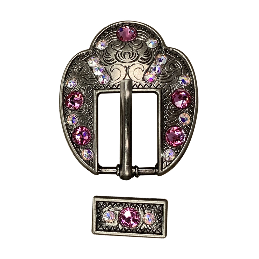 Antique Silver Pink, AB Crystal Conchos - Sizes from 1&quot;- 3&quot; and Buckles