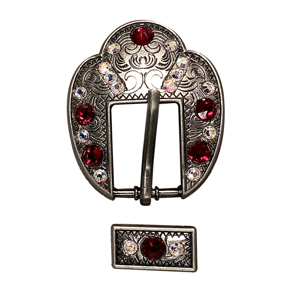 Antique Silver Ruby, AB Crystal Conchos - Sizes from 1&quot;- 3&quot; and Buckles