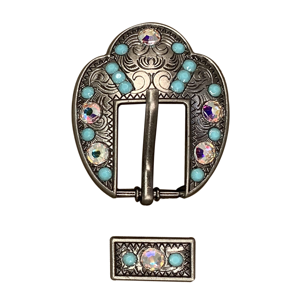 Antique Silver Turquoise, AB Crystal Conchos - Sizes from 1&quot;- 3&quot; and Buckles