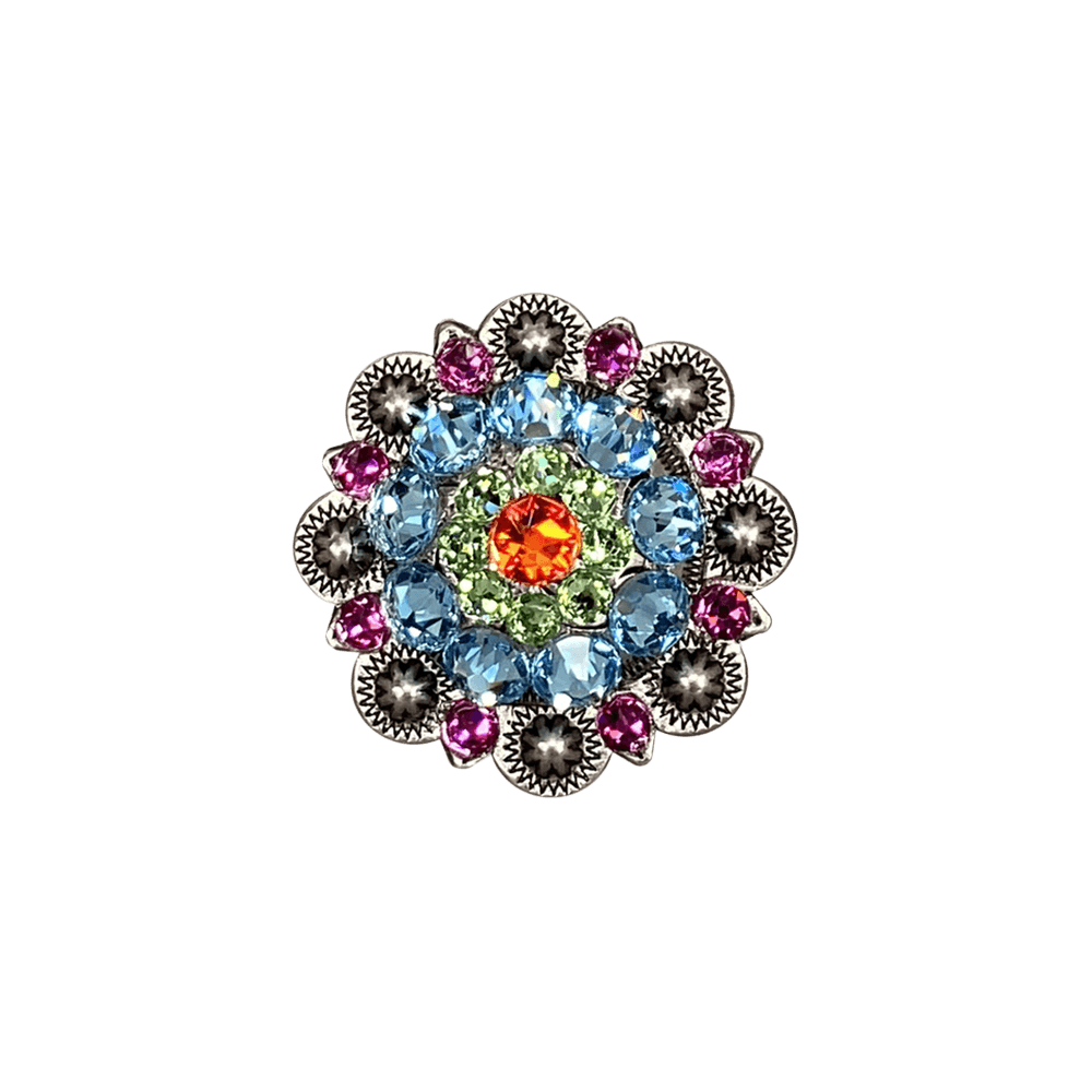 Tie Dye Antique Silver 1.5&quot; European Crystal Concho