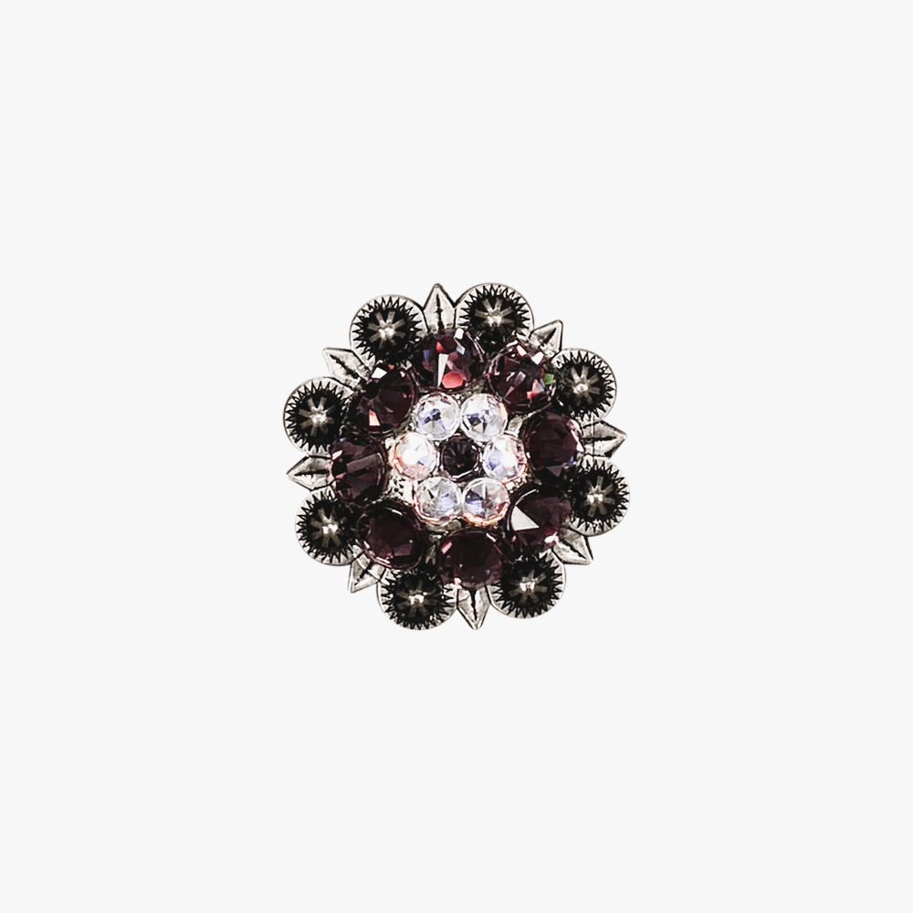 Amethyst &amp; AB Antique Silver 1.25&quot; European Crystal Concho