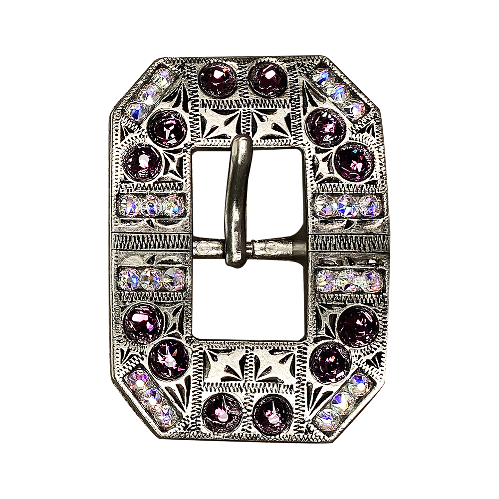 Antique Silver Amethyst, AB Crystal Conchos - Sizes from 1&quot;- 3&quot; and Buckles