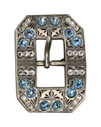 Antique Silver Aqua, Clear Crystal Conchos - Sizes from 1"- 3" and Buckles