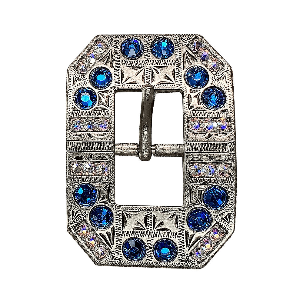 Capri &amp; AB Antique Silver European Crystal Square Cart Buckle