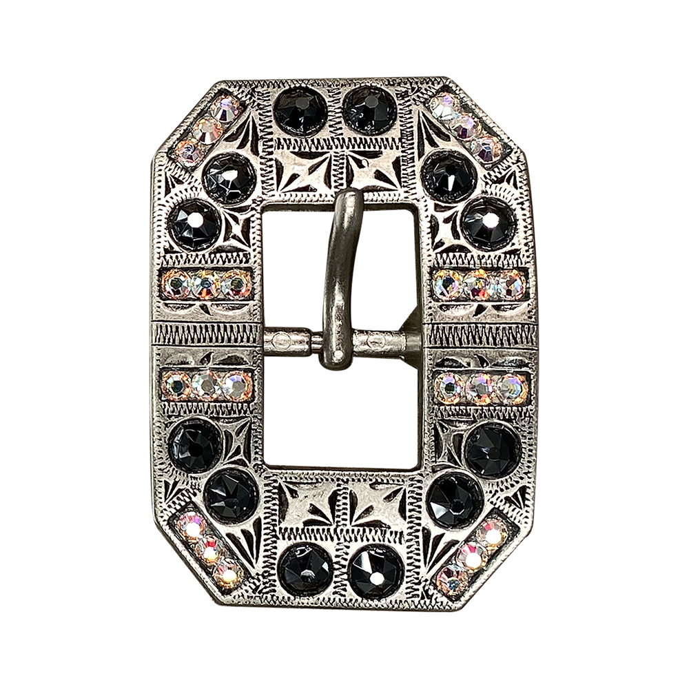 Antique Silver Jet, AB Crystal Conchos - Sizes from 1&quot;- 3&quot; and Buckles