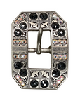 Antique Silver Jet, AB Crystal Conchos - Sizes from 1"- 3" and Buckles
