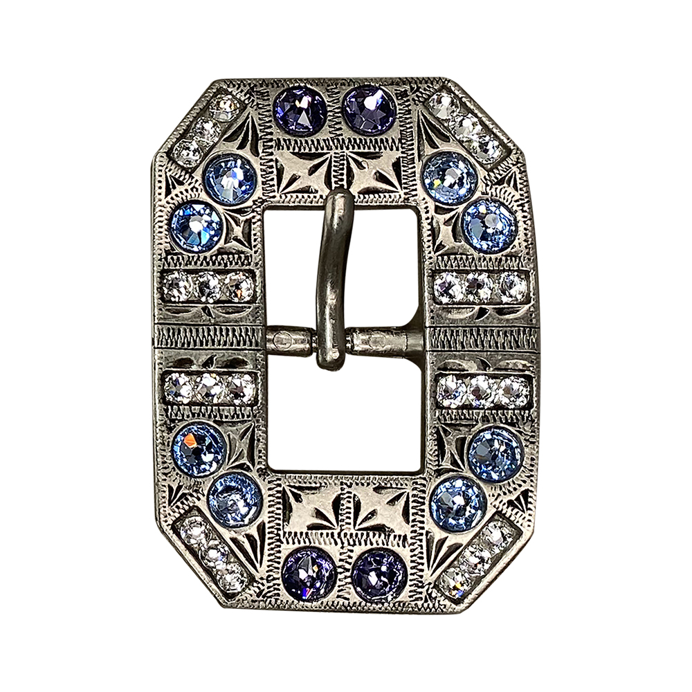 Antique Silver Light Sapphire, Clear, and Lilac Crystal Conchos - Sizes from 1&quot;- 3&quot; and Buckles