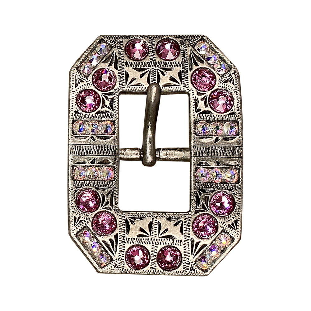 Antique Silver Pink, AB Crystal Conchos - Sizes from 1&quot;- 3&quot; and Buckles