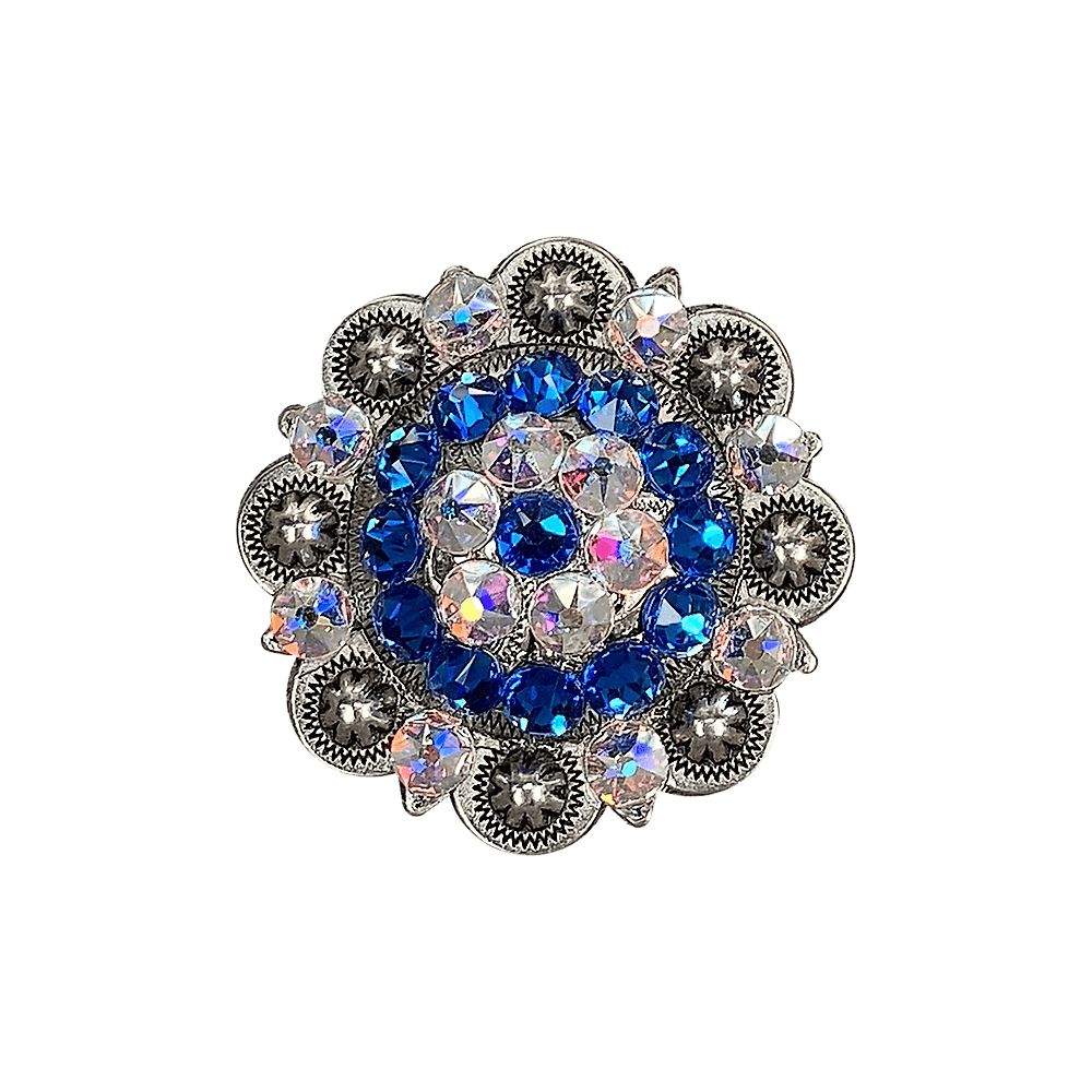 Capri &amp; AB Antique Silver 2&quot; European Crystal Concho