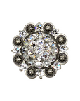 Antique Silver Clear Crystal Conchos - Sizes from 1"- 3" and Buckles