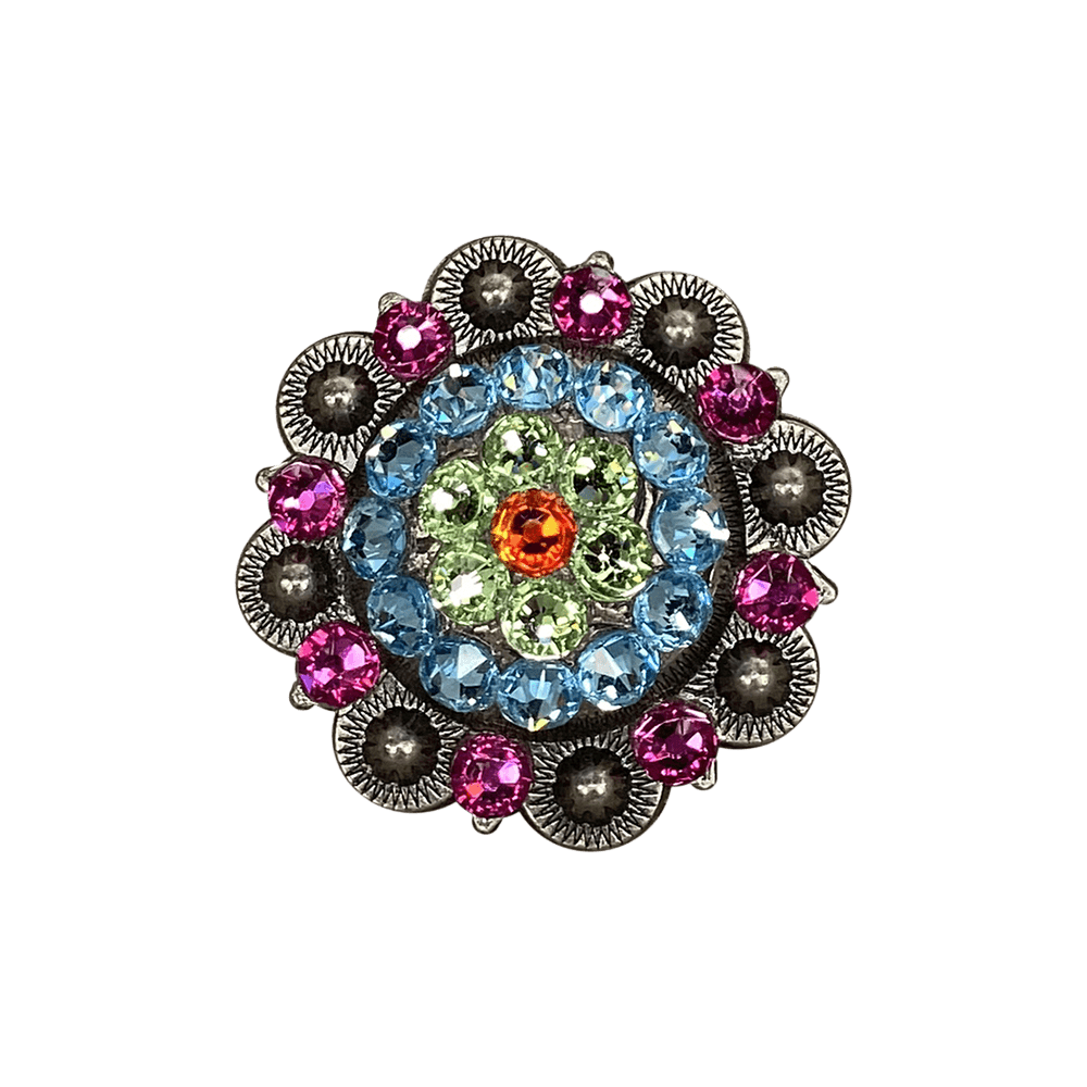 Tie Dye Antique Silver 2&quot; European Crystal Concho