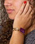 Purple Turquoise Golden Cuff Bracelet